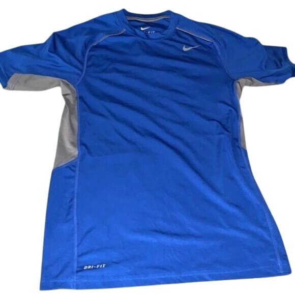 Nike Dri-Fit Blue & Gray Short Sleeve Athletic Shirt Size S - Picture 1 of 7